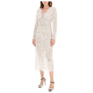 Self-Portrait Cream Embellished Cord Lace Midi Dress